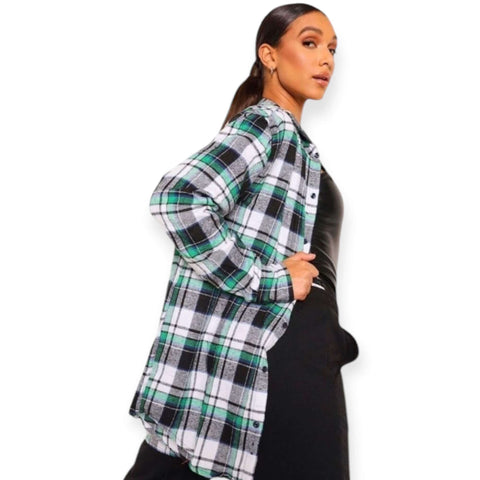 Street Chic Oversized Button Up Flannel Shirt