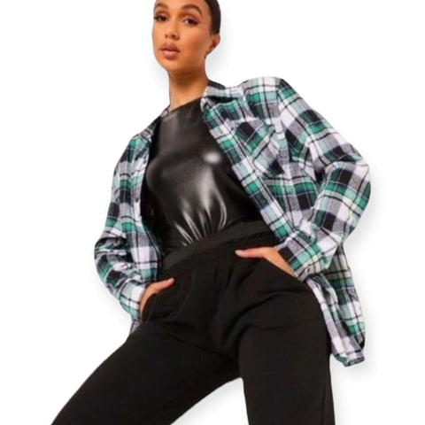 Street Chic Oversized Button Up Flannel Shirt