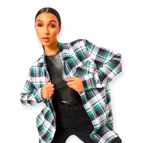 Street Chic Oversized Button Up Flannel Shirt