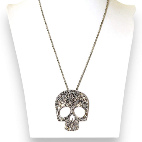 Floral Skull Pendant Necklace - Wild Time Fashion