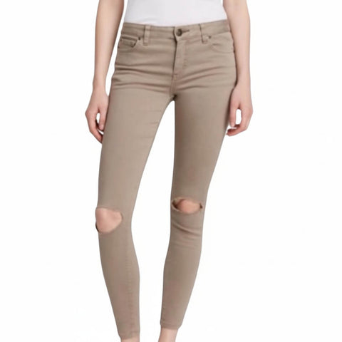 Free People Tan Destroyed Skinny Jeans