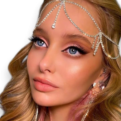 Sparkling Rhinestone Tassel Head Chain Gold Tone