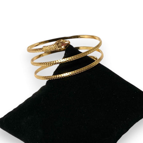Gold Coiled Snake Armlet Cuff Bracelet Wild Time Fashion