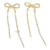 Women's Gold Pearl Bow Long Glittery Ribbon Dangling Earrings - 3" Long - Wild Time Fashion