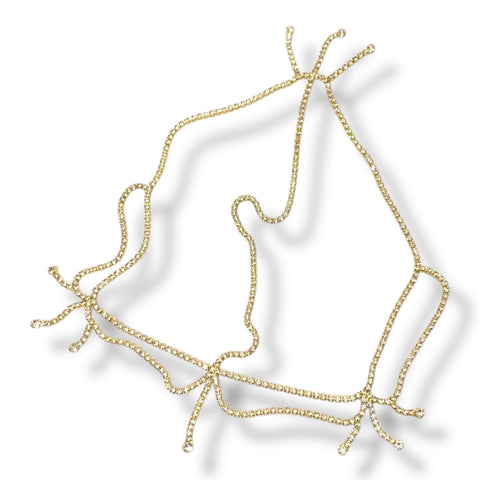 Sparkling Rhinestone Tassel Head Chain Gold Tone