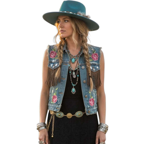 Wild Western Gold Textured Turquoise Belt with floral oval concho links and verdigris patina chain styling