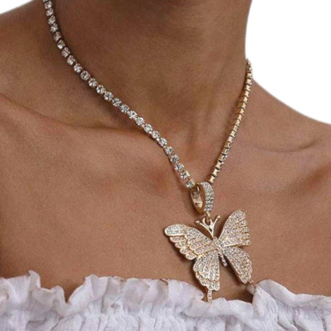 Glittery Butterfly Choker Necklace