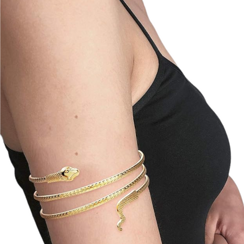 Gold Coiled Snake Armlet Cuff Bracelet- Wild Time Fashion