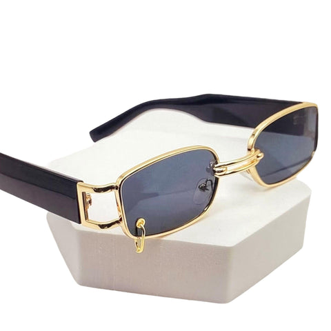 Gold Black Rectangle Sunglasses - Wild Time Fashion
