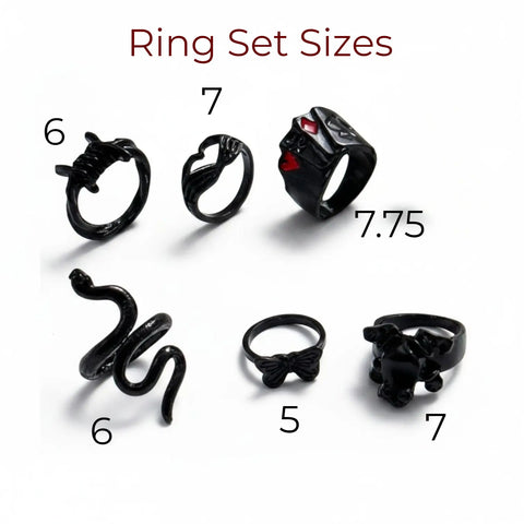 Gothic black minimalist rings set with stackable wire, crisscross, midi and knuckle ring set 6 rings
