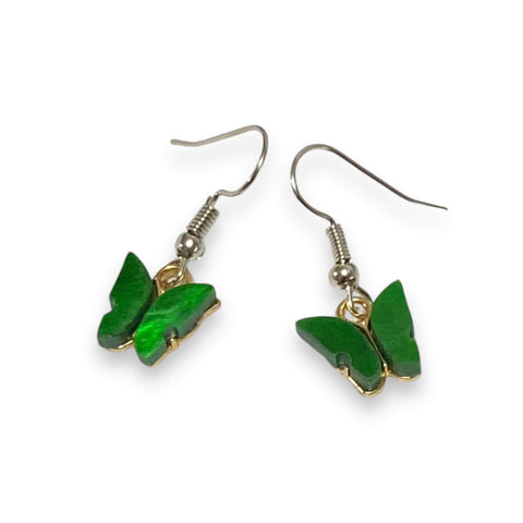 Dainty Gold Crystal Butterfly Charm Earrings