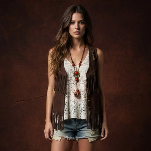 Handcrafted ceramic beaded tassel necklace with wood accents, bronze filigree and adjustable rope cord 34