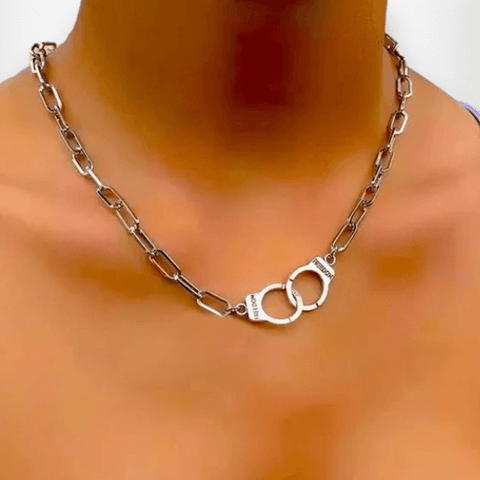  Silver Handcuff Freedom Choker Necklace