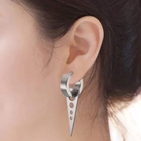 Silver Spear Hinged Hoop Earrings