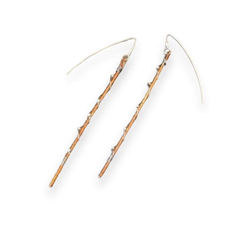 Silver Beaded Wrap Long Copper Ice Pick Earrings- Wild Time Fashion