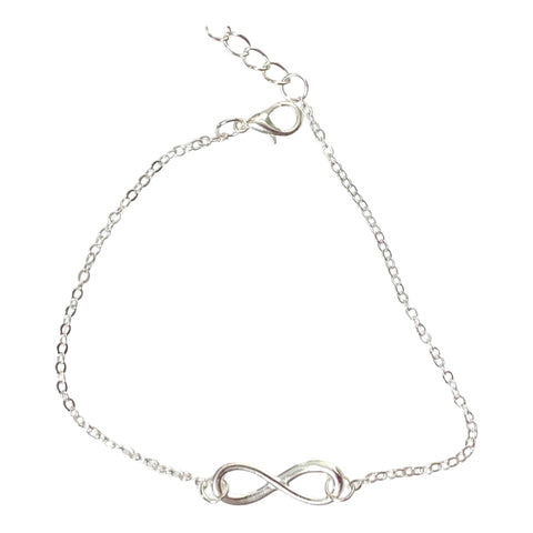 Women's Silver Infinity Dainty Anklet -8.5-10.5"-Wild Time Fashion
