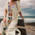 Beige Boho Floral Granny Square Crochet Front Panel  Beach Cover Kaftan - One Size - Wild Time Fashion