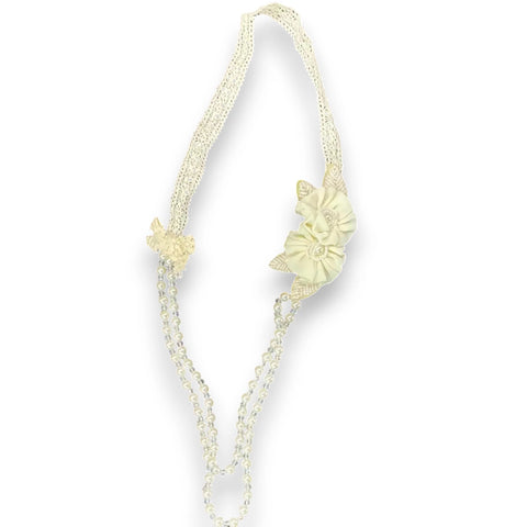Ivory Pearl Long Necklace Floral Corsage - ivory / One Size / Female - Women’s Necklaces