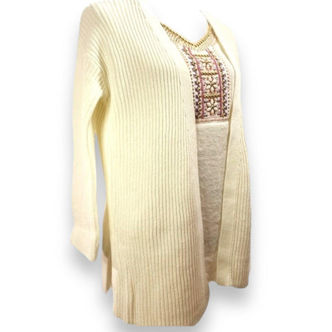 Ivory Open Front Rib Knit Cardigan Sweater Size Small by J. Crew 