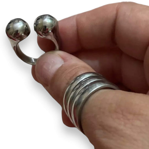 Heavy Metal Silver Cuff Ring -Wild Time Fashion