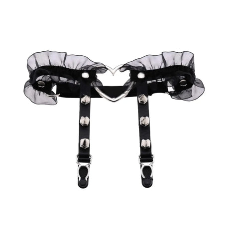 Lace Open Heart Leg Garter Belt 