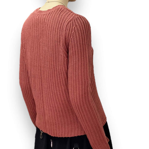 Rib Knit Lace Up Sweater
