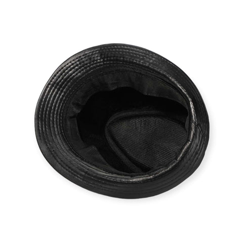 Retro Leather Trilby Fedora Hat underneath image 
