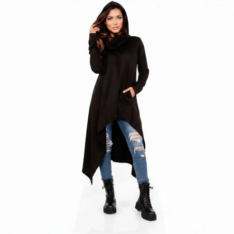 Long Sleeve Asymmetrical Cowl Hoodie - Hoodies