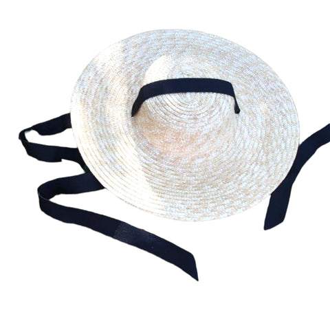 Women's Summer Sophisticated Wide Brim Raffia Straw  Ribbon Lace Shade Sun Beach Hat -Size 7 1/8 - Wild Time Fashion