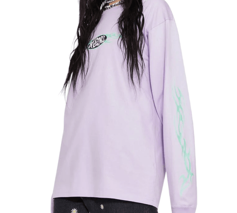 Lilac Long Sleeve Neon Graphic T-Shirt - Wild Time Fashion 