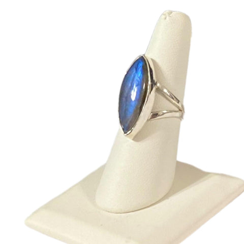 Sterling Silver Marquise Labradorite Ring - Wild Time Fashion