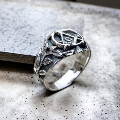 Stainless Steel Freemason Signet Ring