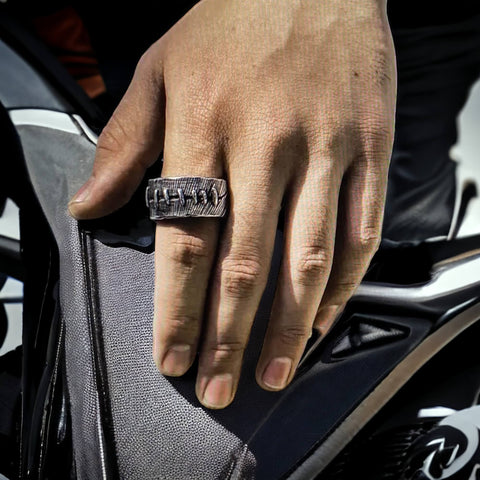 Relic Wide Band Biker Ring