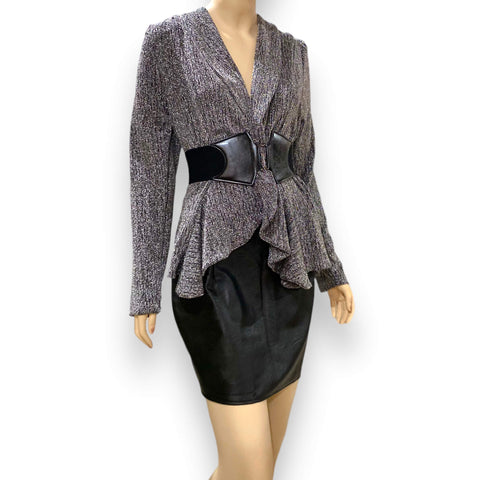 Black Leather Slider Buckle Corset Belt