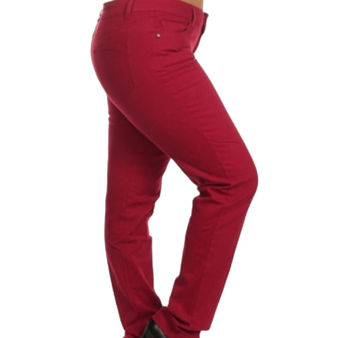 Women's Burgundy Plus Mid Rise Tapered  Jeans - Size 16-Wild Time Fashion