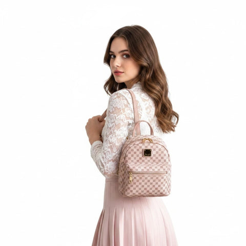 Monogram Mini Backpack Purse Bag - Mini Backpack Purse Bag / Pink / Female - Mini Backpack