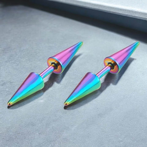 Colorful Double Spiked Stud Earrings