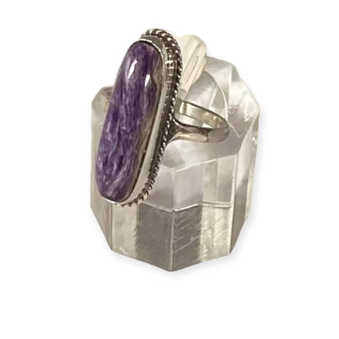 Handmade Natural Purple Charoite Ring - 8.5 / Purple / Female - Women’s Rings