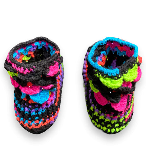 Crochet Neon Sock Ankle Slippers