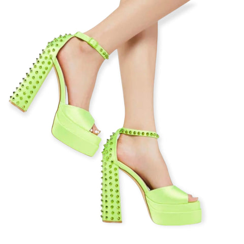 Neon Green Platform Spiked Heels