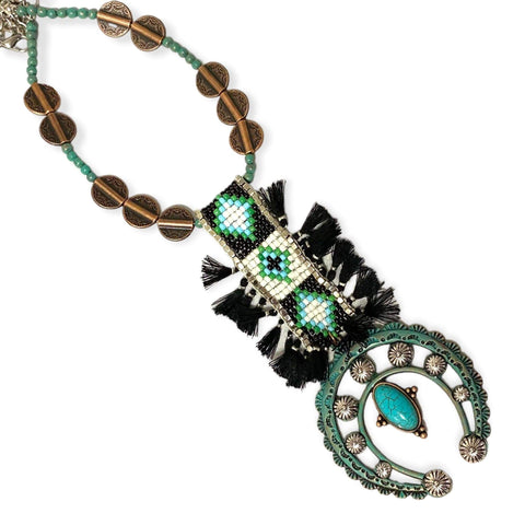 Boho-Western Oversized Pendant Necklace - Wild Time Fashion