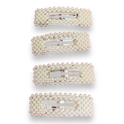Stunning Oversized Rectangle Pearl Hair Clips - Set of 4 - Wild Time Fashion