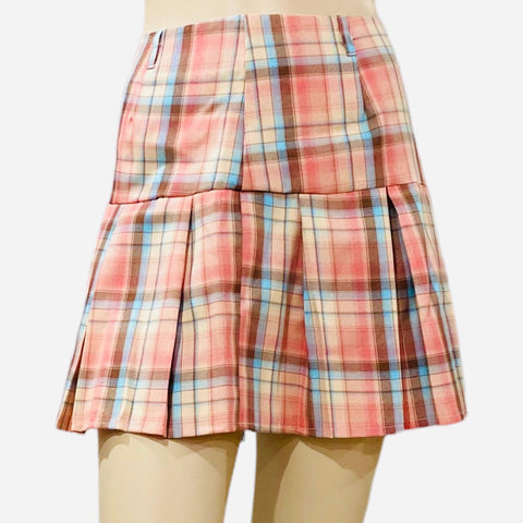 Tartan Wide Panel Pleated Mini Skirt