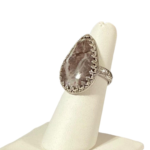 Women's Custom Wild Horse Jasper Teardrop Ring in 925 Sterling Silver Teardrop -6.75 - Custom Jewelry