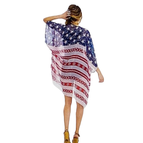 USA Flag Shawl Kimono Cover