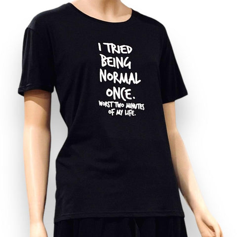 Black Short Sleeve Graphic 'Not Normal' T-Shirt Tee - Wild Time Fashion 