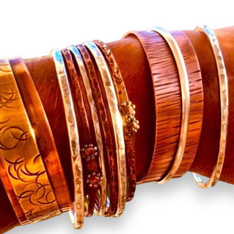 Stacked multiple bracelets we have in stock or availabe to us from USA Silversmith