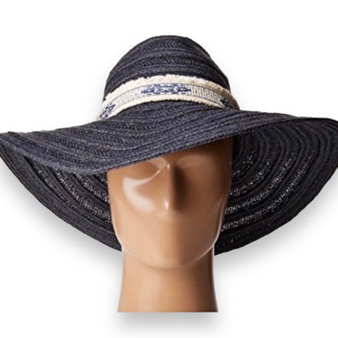 Navy Summer Wide Brim Panama Hat