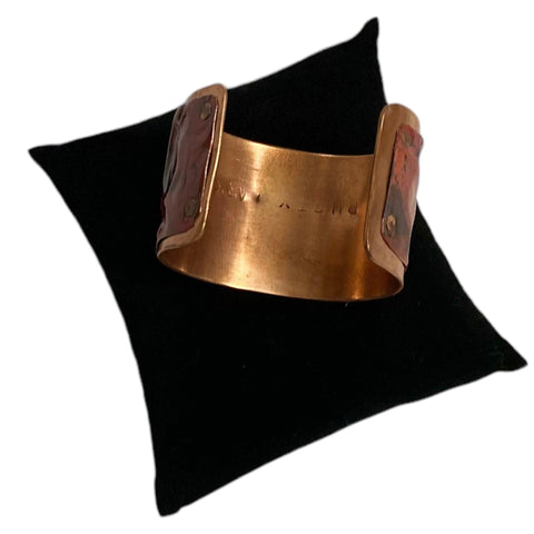 Handcrafted Red Torched Copper Statement Cuff Bracelet- Wild Time Fashion 