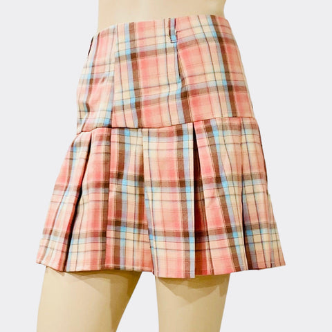 Tartan Wide Panel Pleated Mini Skirt